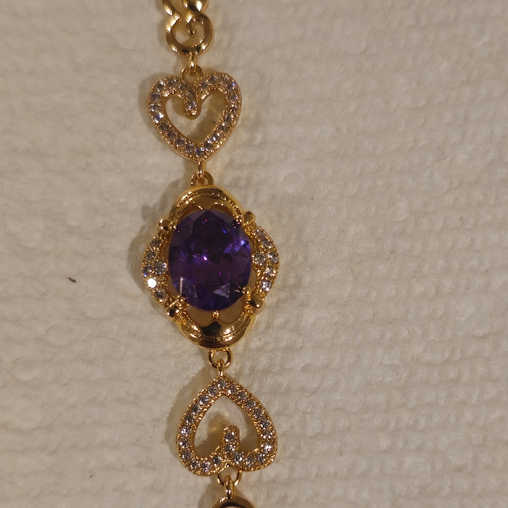 Amethyst CZ Simulated Gild Plated Bracelet